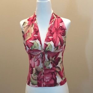 Halter FLORAL Sleeveless TOP Blouse